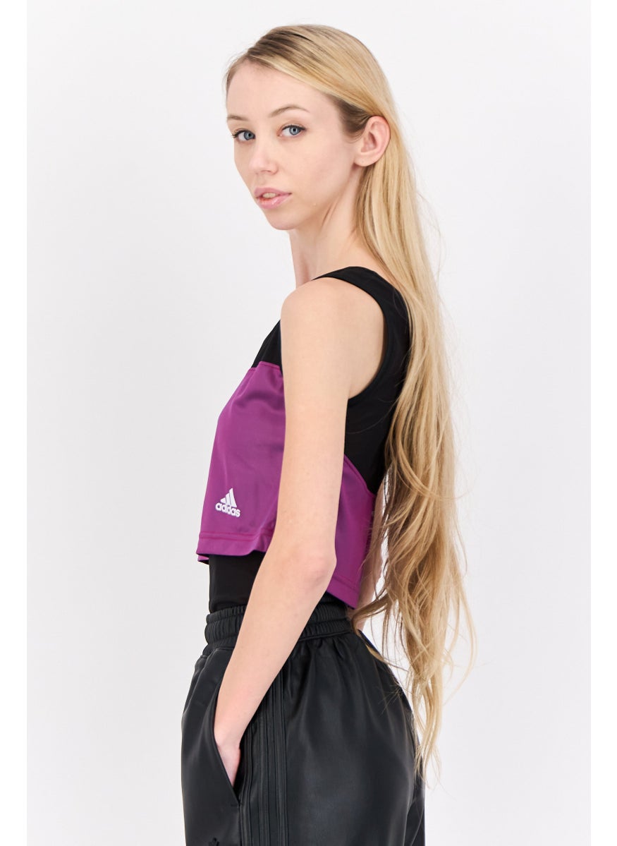 Women Two-Tone Sleeveless Bodysuit, Black