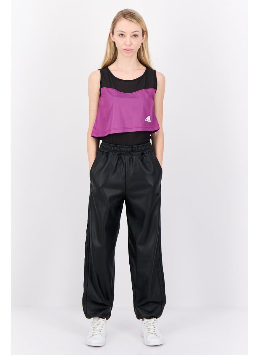 Women Two-Tone Sleeveless Bodysuit, Black