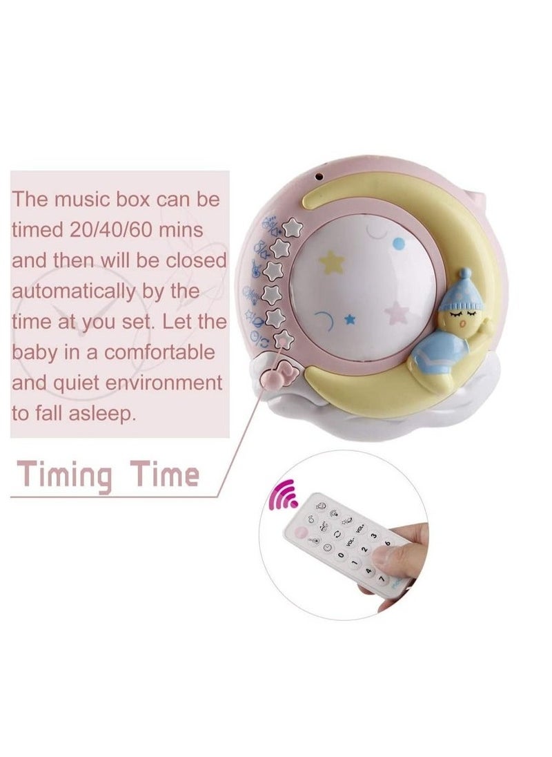 Baby Musical Crib Mobile with Projector and Night Light with Timing Function 360 Degrees Rotating Rattles Infants Crib Hanging Toys Take Along Mobile Music Box and Rattle Newborn Baby Gift