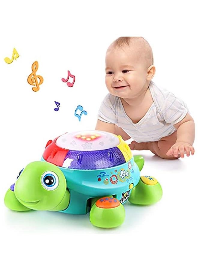 Baby Musical Turtle Toy, Spanish English Bilingual Learning, Toddler Crawling Toys W/ Light & Sound, Infant Development Educational Birthday Gifts 6 7 8 9 10 12 Month 1 Year Old Boy Girl