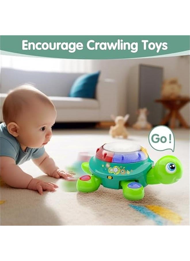 Baby Musical Turtle Toy, Spanish English Bilingual Learning, Toddler Crawling Toys W/ Light & Sound, Infant Development Educational Birthday Gifts 6 7 8 9 10 12 Month 1 Year Old Boy Girl