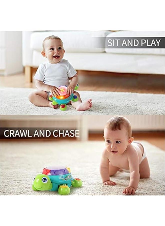 Baby Musical Turtle Toy, Spanish English Bilingual Learning, Toddler Crawling Toys W/ Light & Sound, Infant Development Educational Birthday Gifts 6 7 8 9 10 12 Month 1 Year Old Boy Girl