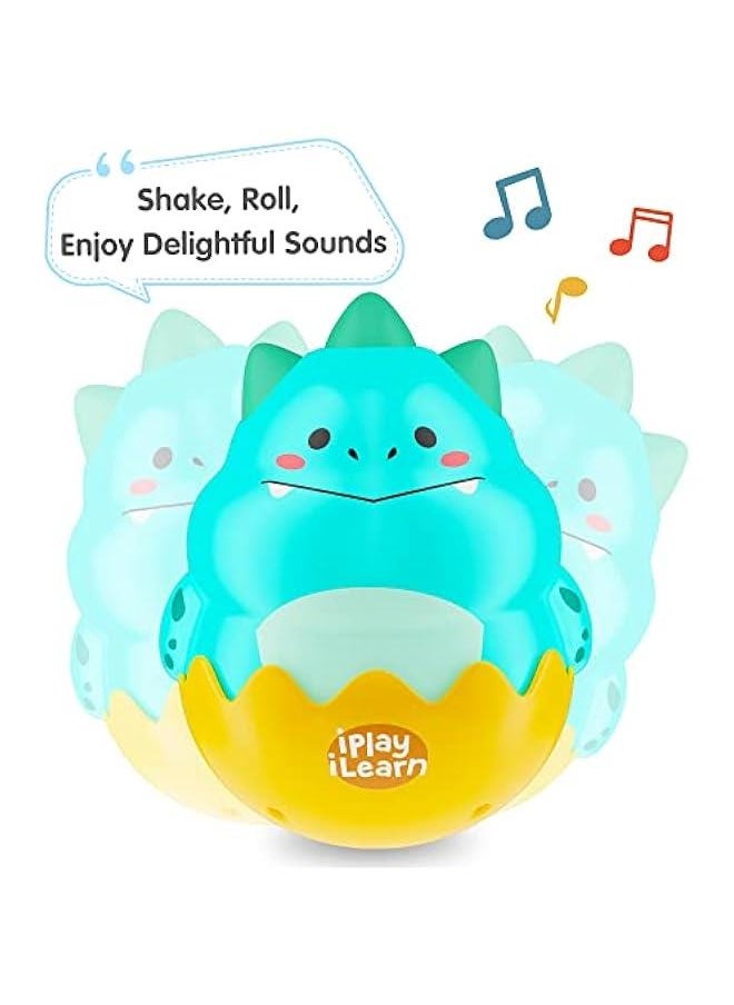 Baby Dinosaur Wobble Toys, Infant Dino Roly-Poly 3-6-12 Month, Babies Tummy Time Fun, Sensory Development, Newborn Gift First Birthday Present 4 5 7 8 9 10 Month 1 Year Toddler Boy Girl