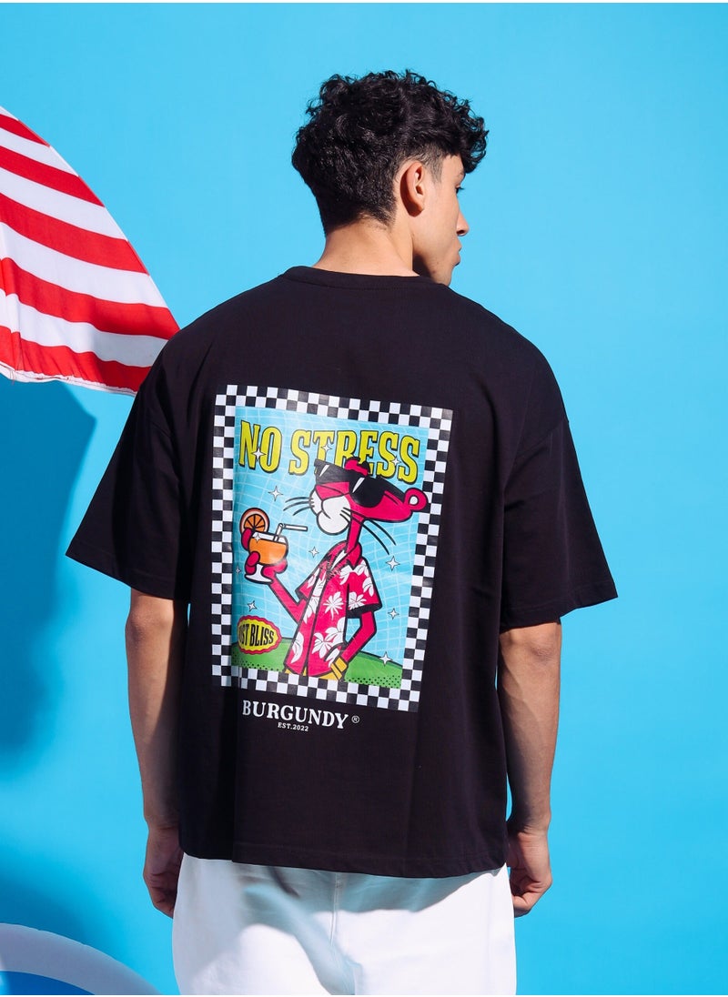 Spread positivity and good vibes with our Pink Panther Black Oversized T-shirt with ‘No Stress Just Bliss’ Statement. Made from soft and breathable Cotton, designed to keep you feeling relaxed and carefree while reminding you to prioritize your well-being. Perfect for casual outings, lounging at home, or simply enjoying the sunny weather.