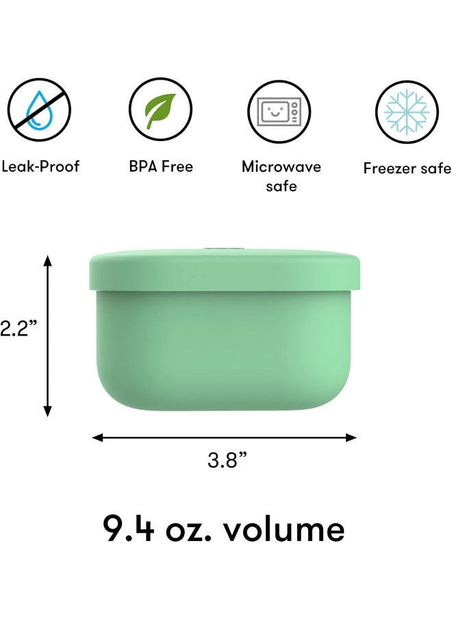 OmieBox Silicone Leakproof Snack Containers To Go, Food Storage Containers with Lid - BPA Free, Airtight, Dishwasher and Freezer Safe, Oven Safe - 9.4 ounces