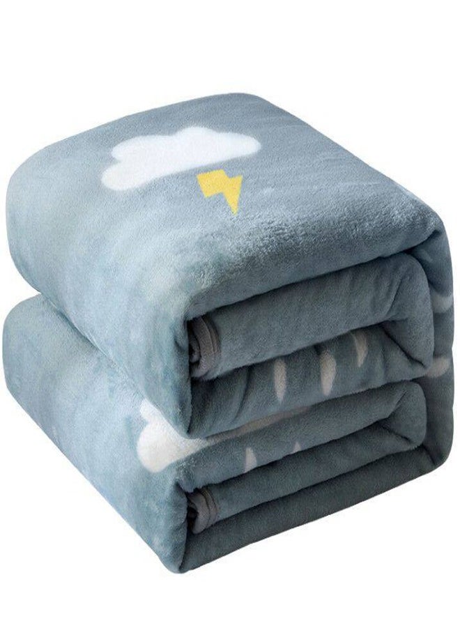 Plain Velvet Blanket for Air Conditioning and Winter Bliss - Ideal for Home and Travel Thunder Clouds Theme (200x230cm)
