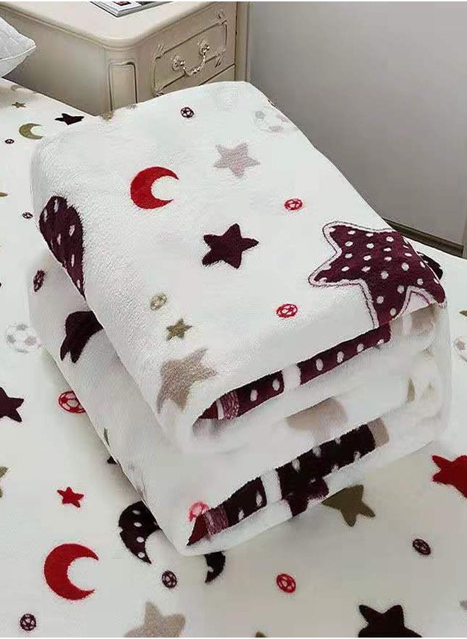 Plain Velvet Blanket for Air Conditioning and Winter Bliss, Ideal for Home and Travel Moon and Star Theme (200x230cm)