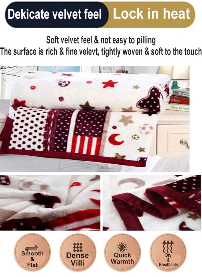 Plain Velvet Blanket for Air Conditioning and Winter Bliss, Ideal for Home and Travel Moon and Star Theme (200x230cm)