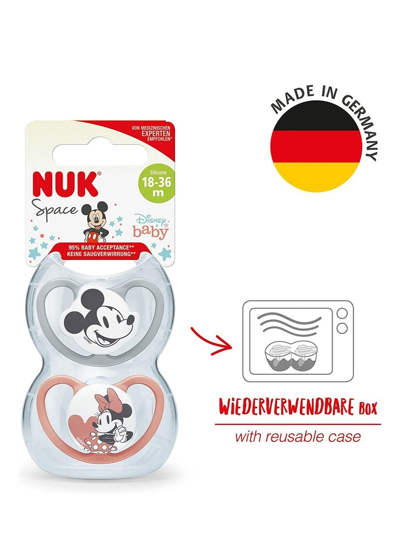 Space Orthodontic Silicone Soother Disney Mickey Mouse Pack Of 2