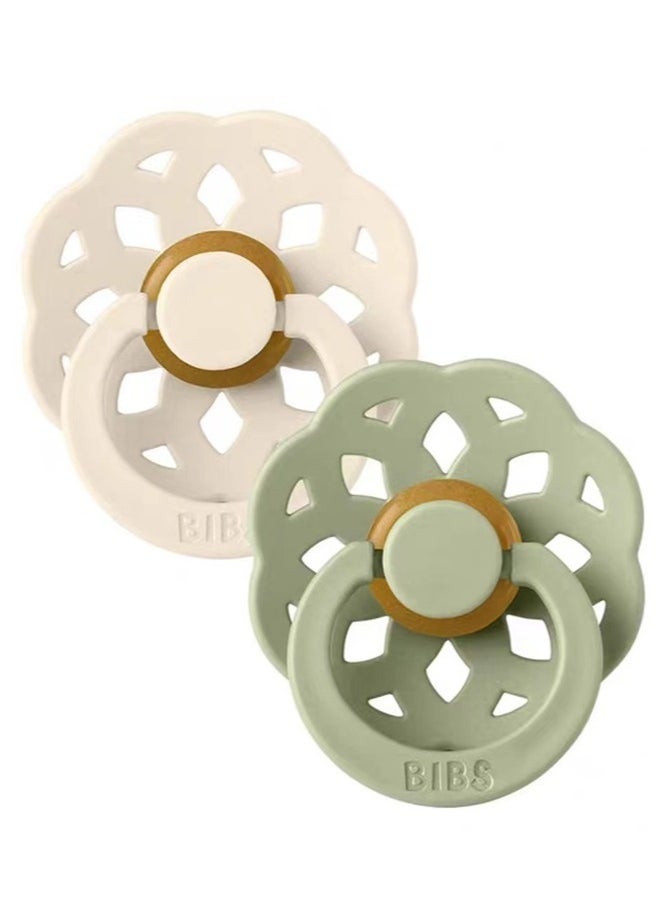 BIBS Natural Rubber  Pacifier  Pack Of 2 Ivory And Sage