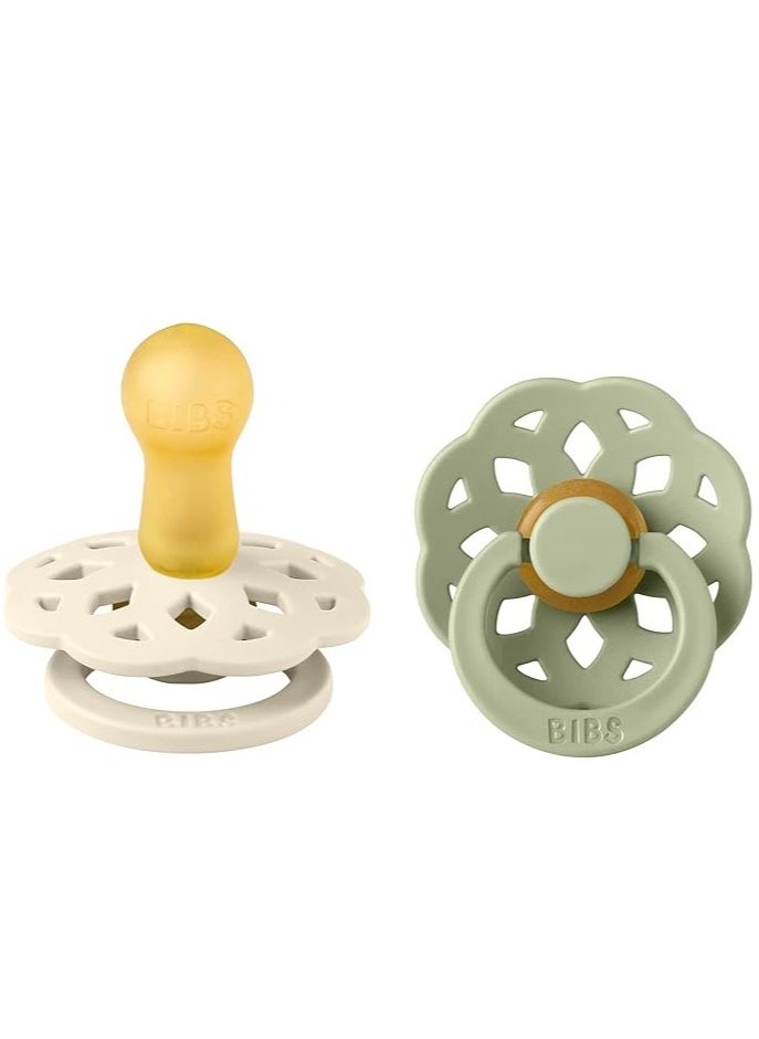 BIBS Natural Rubber  Pacifier  Pack Of 2 Ivory And Sage