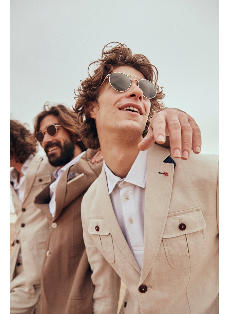 Beloni Light Beige Linen Blazer