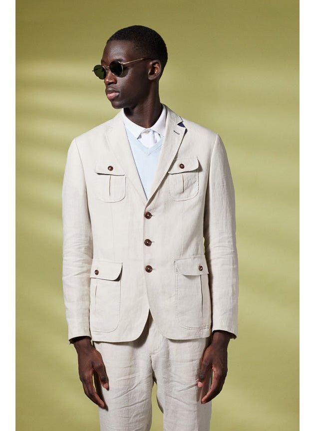 Beloni Light Beige Linen Blazer