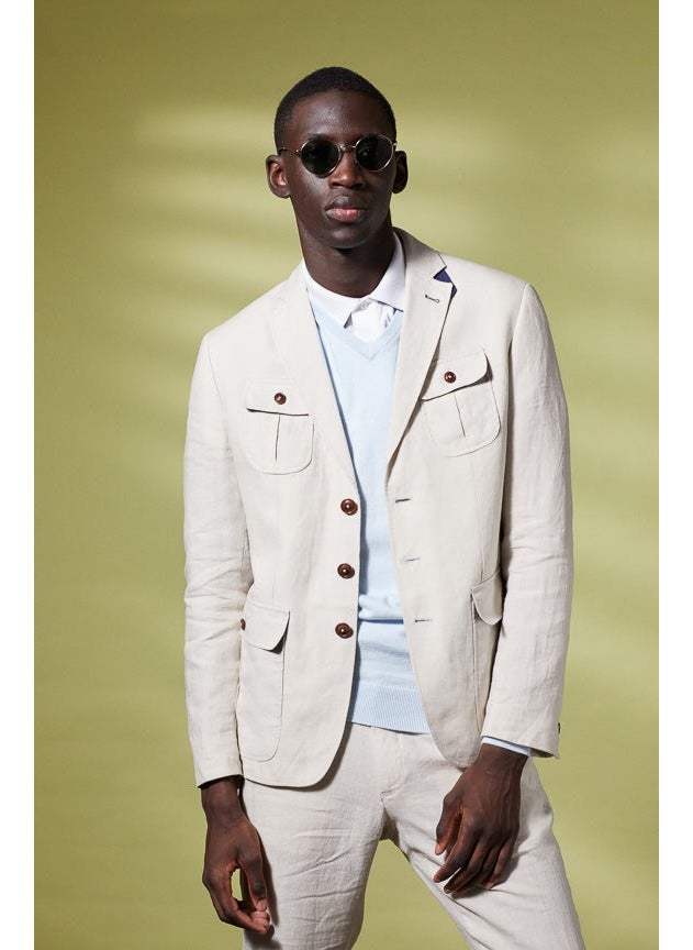 Beloni Light Beige Linen Blazer