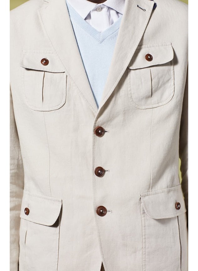 Beloni Light Beige Linen Blazer