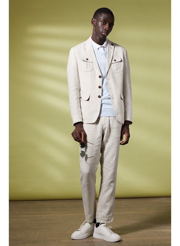 Beloni Light Beige Linen Blazer