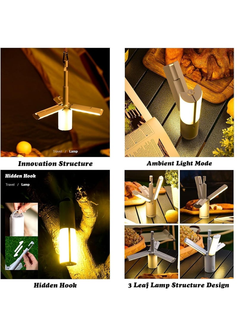 Upgraded Rechargeable Camping Lantern, Portable Collapsible Camp Lamp, with Hook & USB Rechargable-3600mAh, Adjustable 3 Light Modes,for Home,Outdoor,Hiking,Camping,Fishing,Power Outages. (3600mAh)