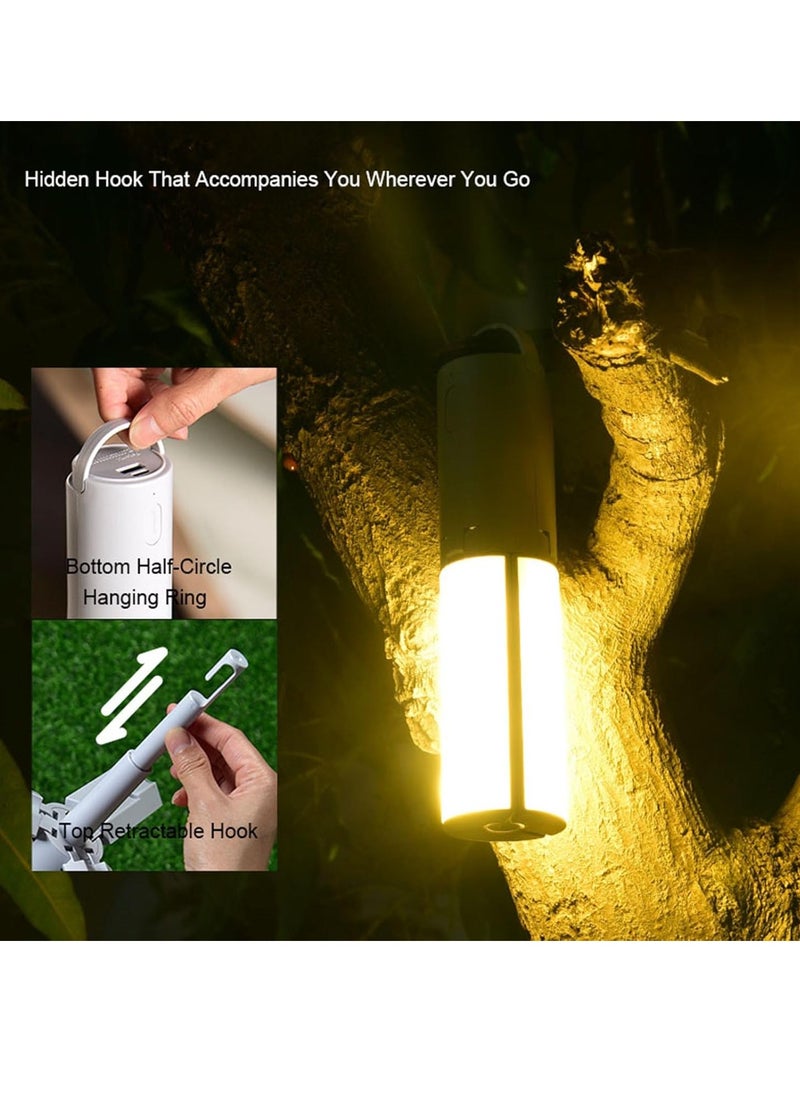 Multifunctional Camping Lantern with Hanging Hook Outdoor Handheld Flashlight Foldable 3 Panels Rechargeable Camping Lamp