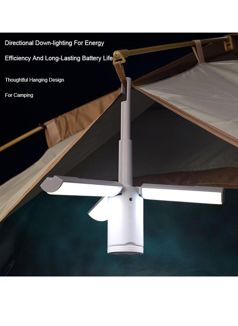 Multifunctional Camping Lantern with Hanging Hook Outdoor Handheld Flashlight Foldable 3 Panels Rechargeable Camping Lamp