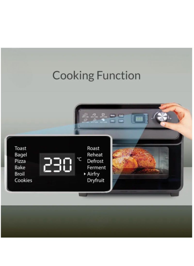 22L Digital Air Fryer Oven with Rotisserie & Dehydrator, 1700W Large Capacity Toaster Oven, 10-in-1 Functions – Bake, Grill, Roast, Pizza, Includes Accessories & Recipe Book