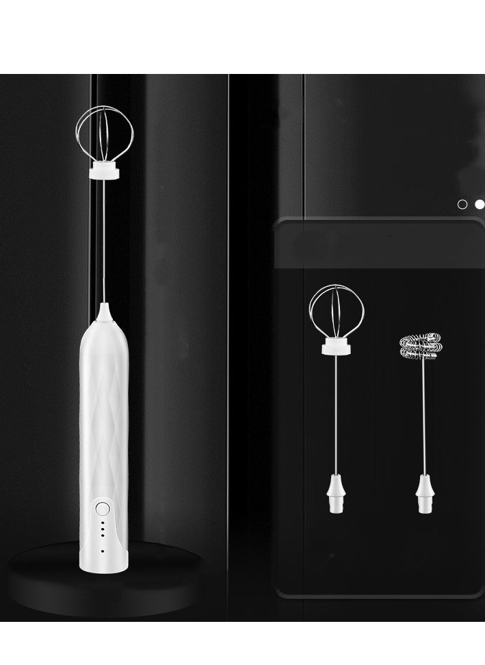 Milk Frother Rechargeable Handheld Whisk Coffee Frother Mixer with 2 Stainless whisks 3 Speed Adjustable Foam Maker Blender for Coffee Matcha Latte Cappuccino Hot Chocolate