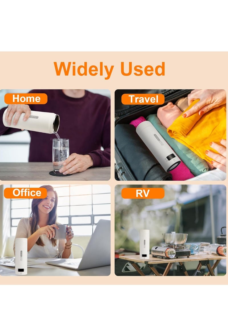 Travel Electric Kettle Portable Small Mini Tea Coffee Kettle Water Boiler, Water Heater with 4 Temperature Control,304 Stainless Steel with Auto Shut-Off u0026 Boil Dry Protection, BPA-Free (White)