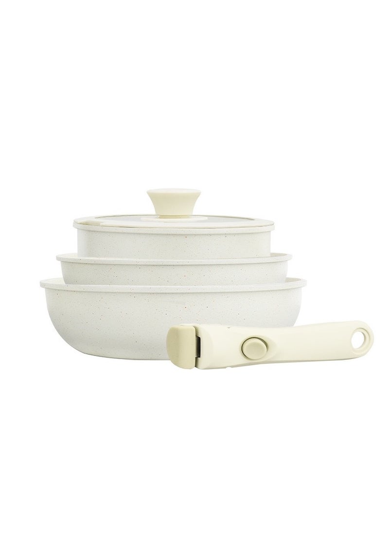 11pcs ceremic aluminum nonstick cookware set fry pan detachable handle glass lid silicone pans pots