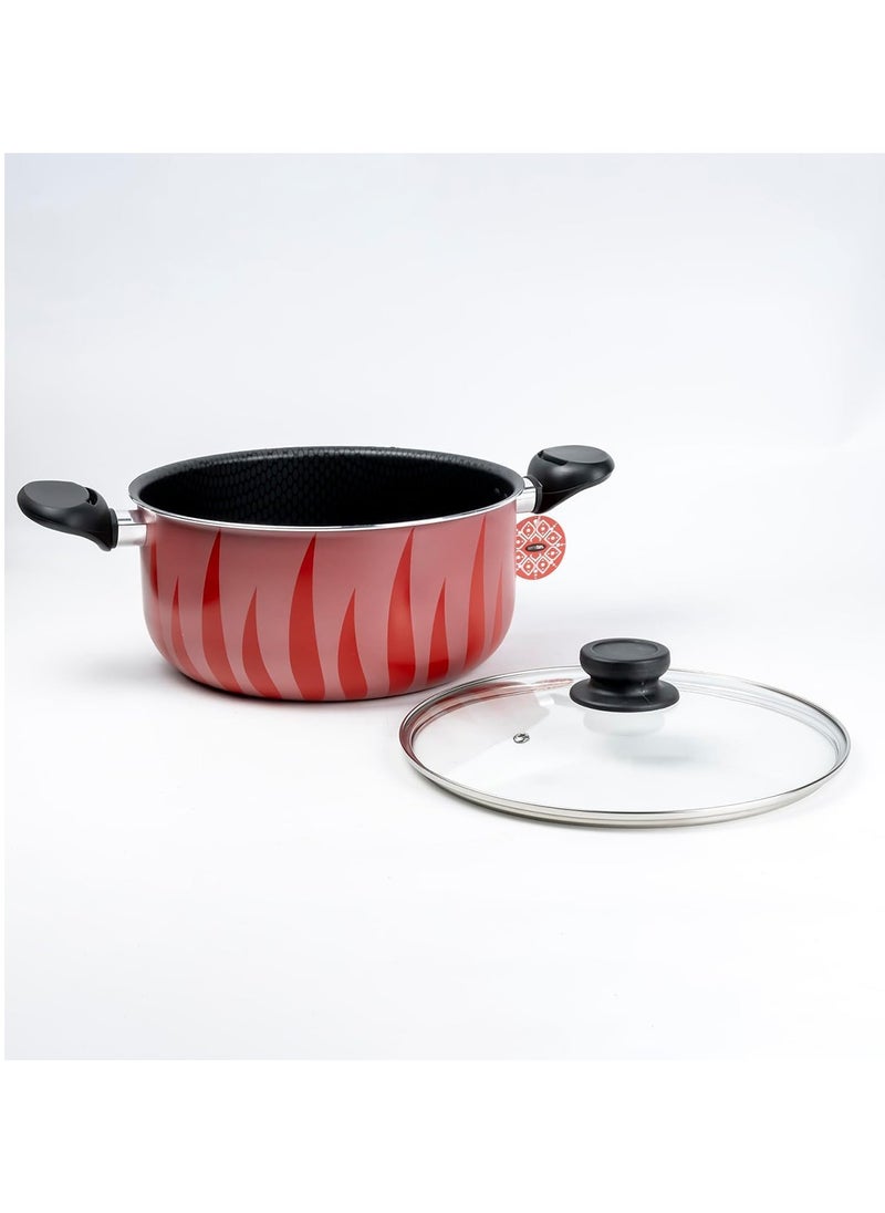 Senstan  Flame Design Non-Stick Casserole With Lid And Stew Pot