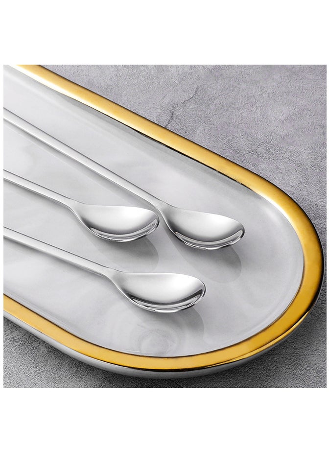 Long Handle Tea Spoon Stainless Steel Cocktail Stirring Spoons Silver,3 PCS