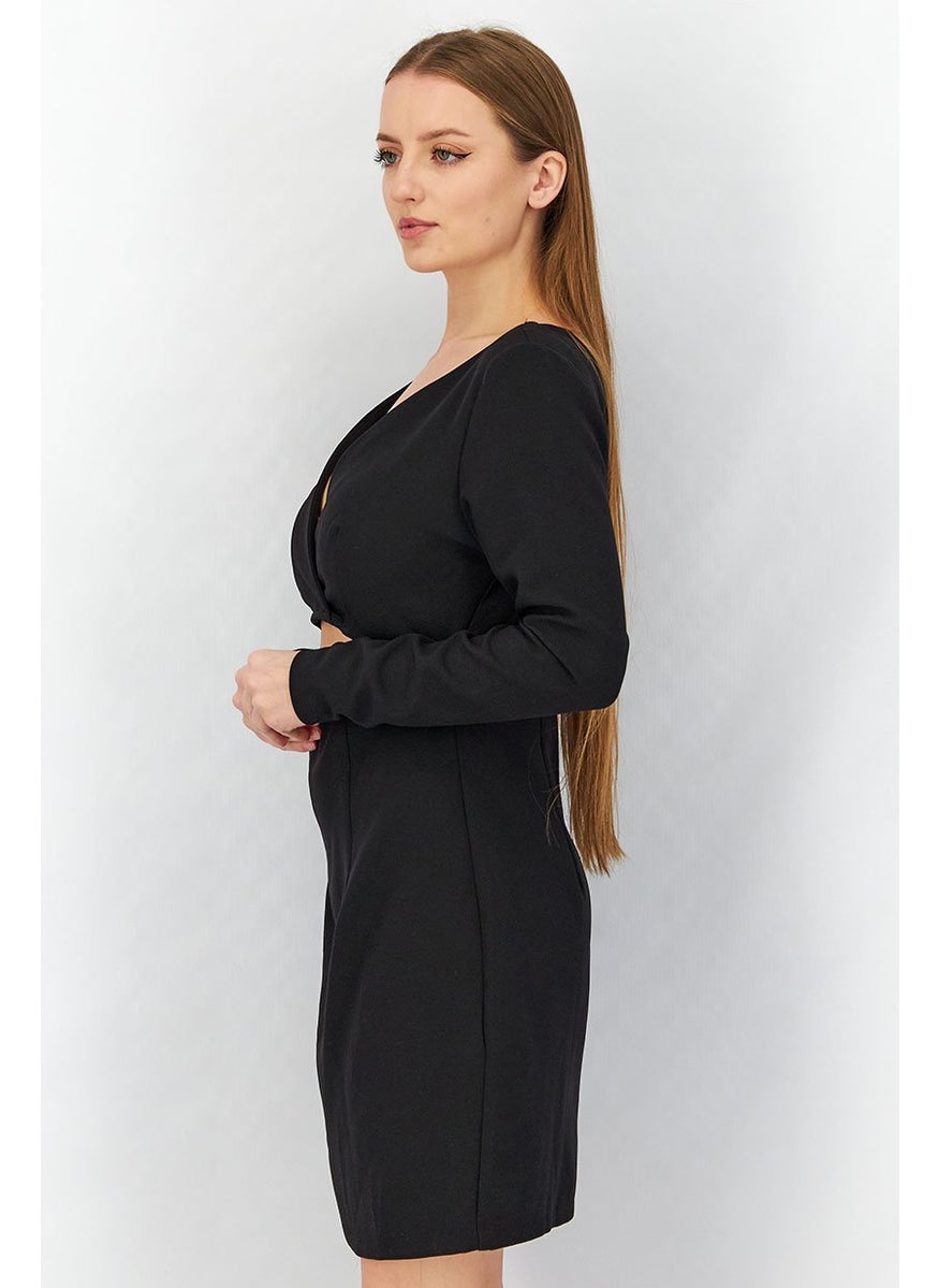 Women Cut Out Detail Bodycon Dress, Black