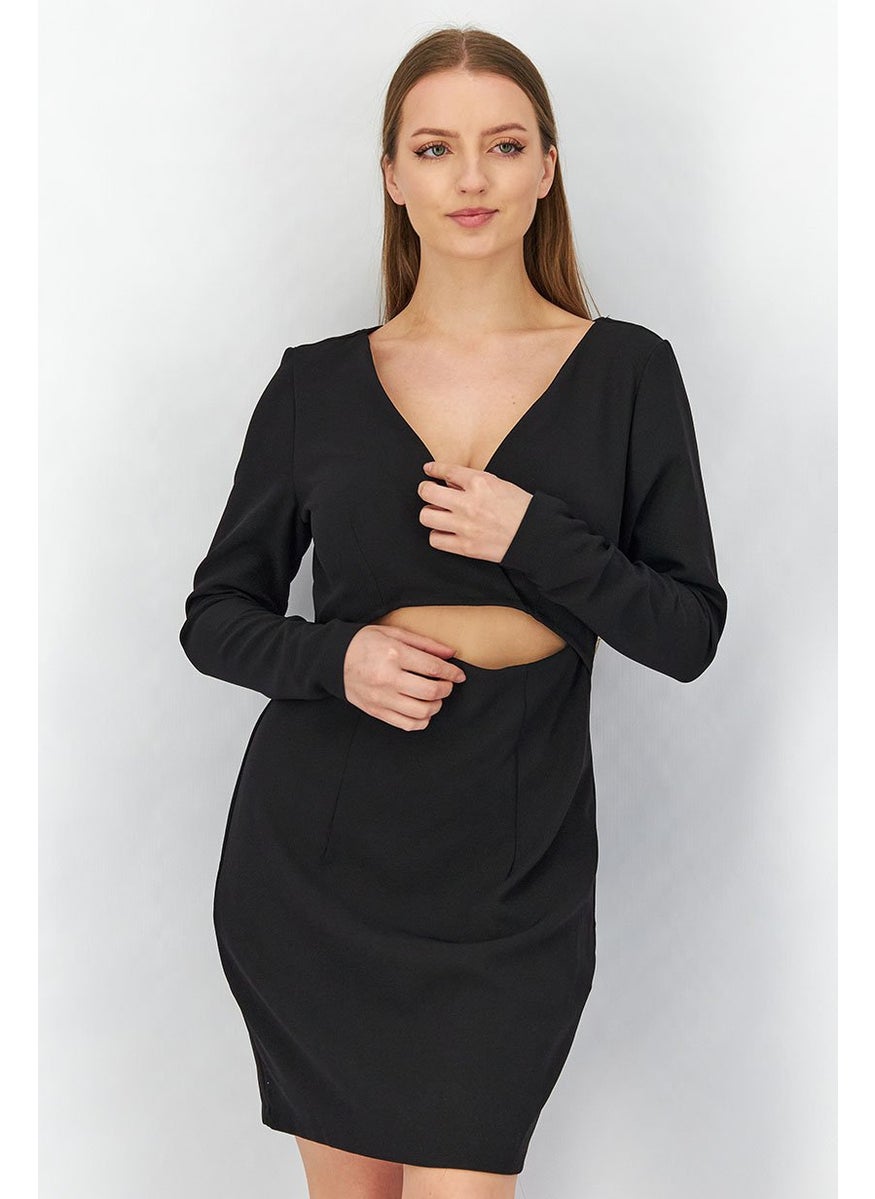 Women Cut Out Detail Bodycon Dress, Black