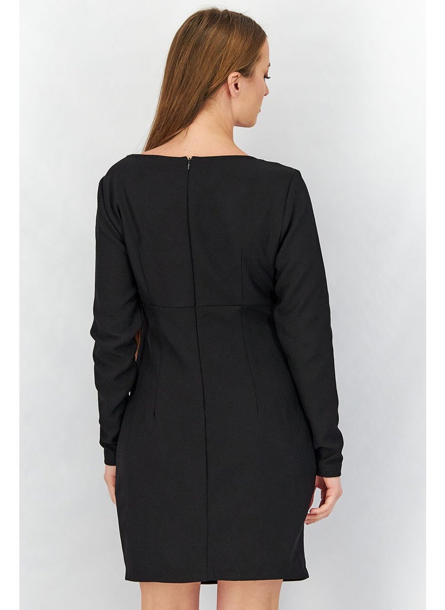 Women Cut Out Detail Bodycon Dress, Black