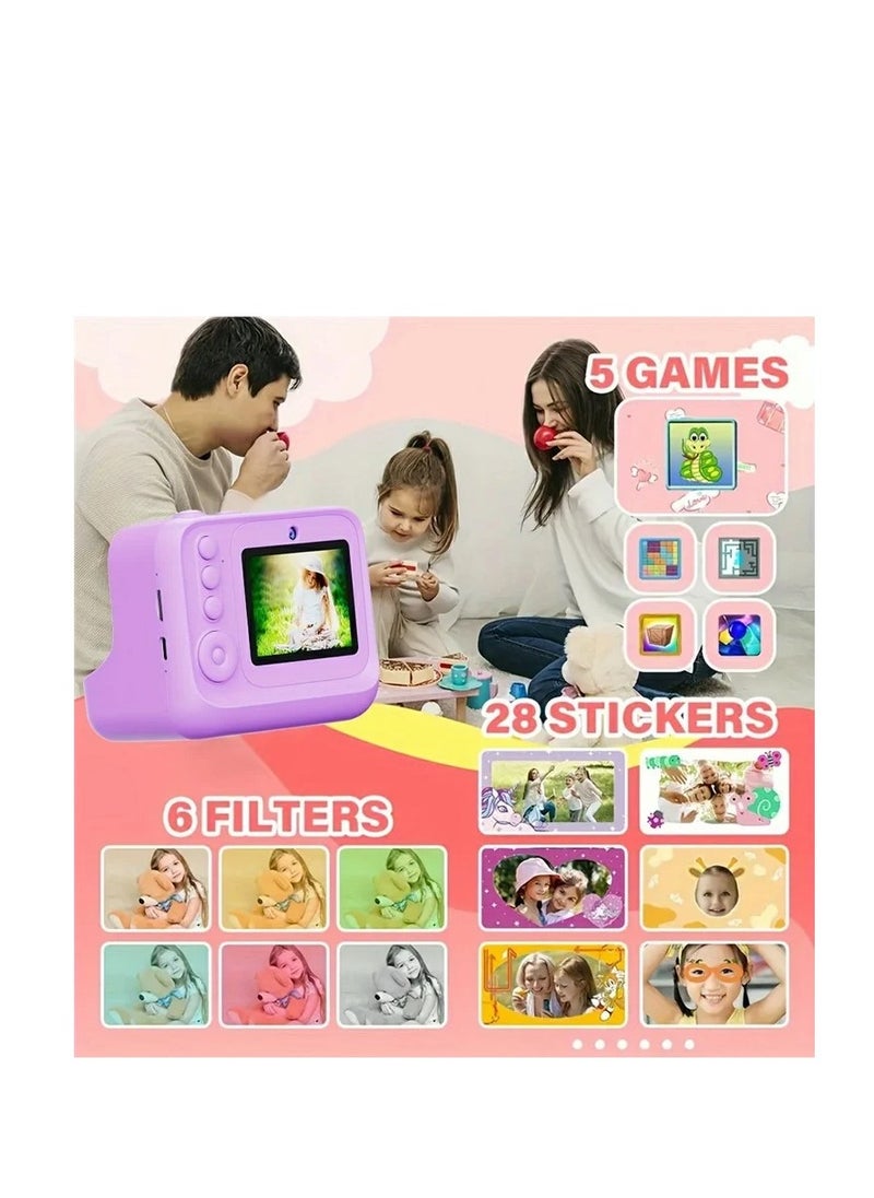 Kids Instant Print Camera with 1080P Video, Digital Photo, MP3 Player, Games & Rechargeable Battery – Fun Toy Camera for Boys & Girls