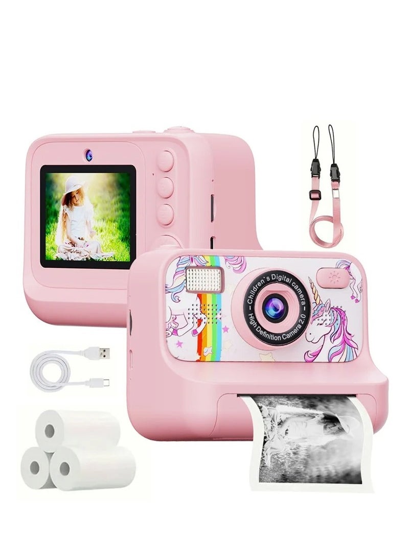 Kids Instant Print Camera with 1080P Video, Digital Photo, MP3 Player, Games & Rechargeable Battery – Fun Toy Camera for Boys & Girls
