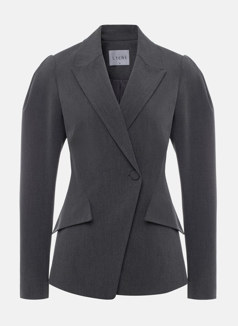 Flared jacket with voluminous sleeves