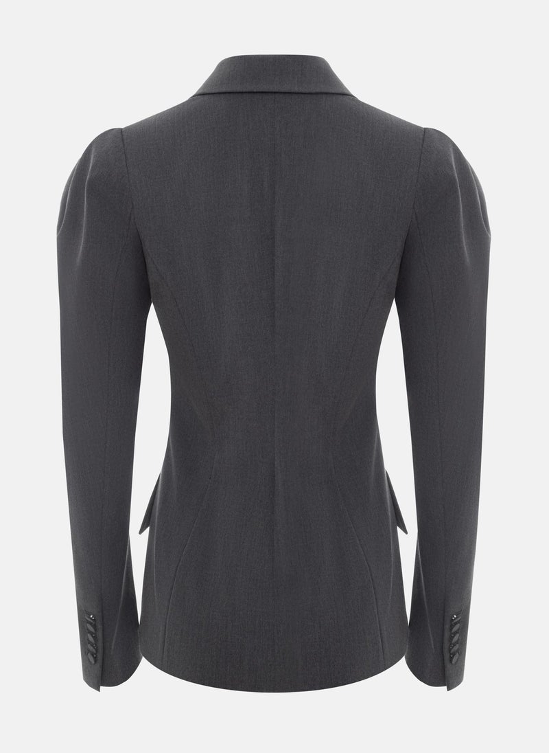 Flared jacket with voluminous sleeves