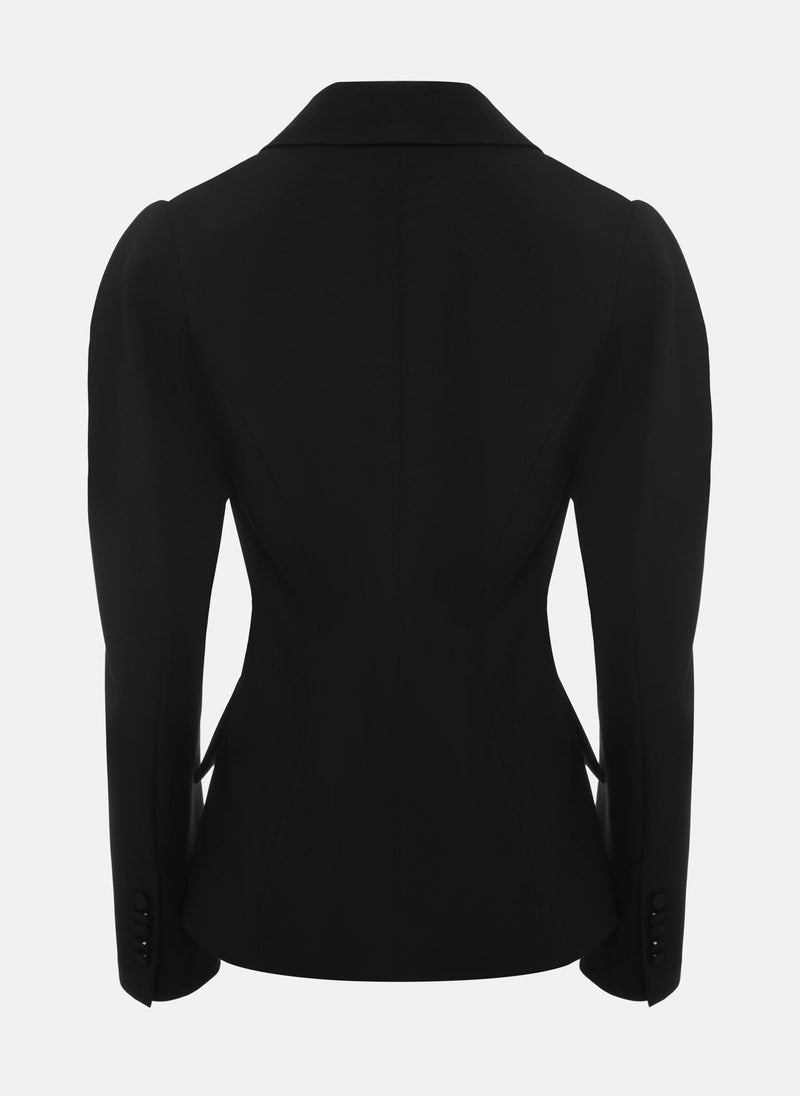Flared jacket with voluminous sleeves