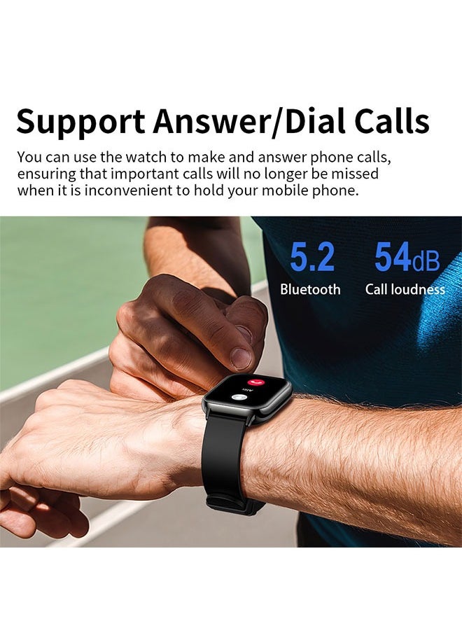 KU6 Smart Sports Watch AMOLED Display Heart Rate Detection 100 Motion Detection Aid Support ChatGPT Waterproof Watch Sleep Heart Rate Detection Compatible with Android iOS Black