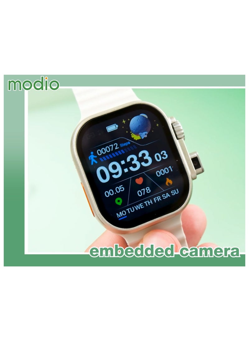 Modio SM02 4G 2.2 Inch Display Smartwatch With Built in Camera Sim card Slot and 3 Interchangeable Straps Designed for Ladies and Gents Silver