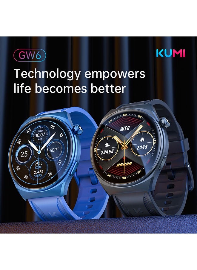 KUMI GW6 Sports Smartwatch AMOLED Display Yoga Exercise 100 Sports Detection Maps Navigation Smart Bracelet Sliver