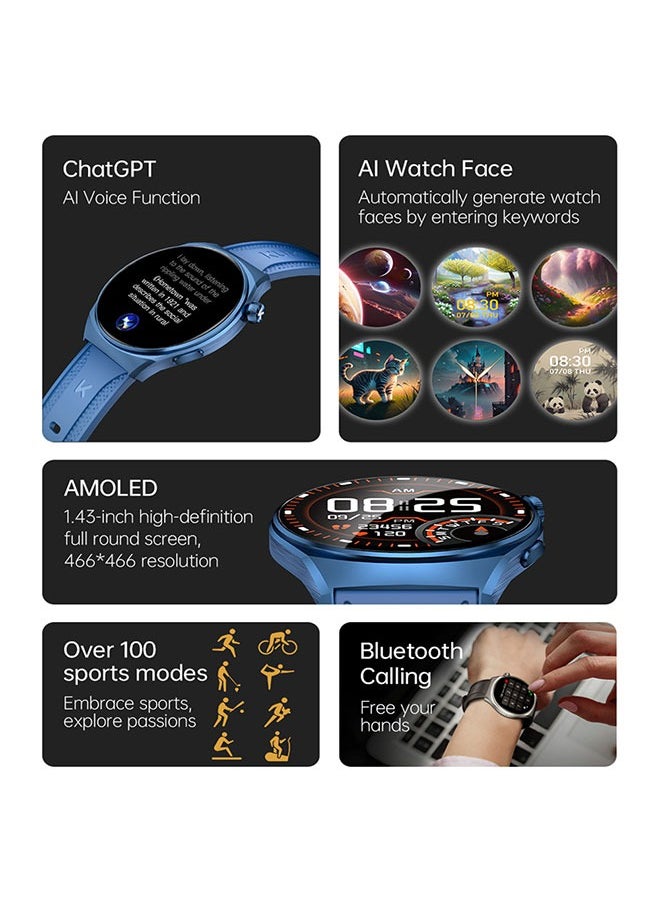 KUMI GW6 Sports Smartwatch AMOLED Display Yoga Exercise 100 Sports Detection Maps Navigation Smart Bracelet Sliver
