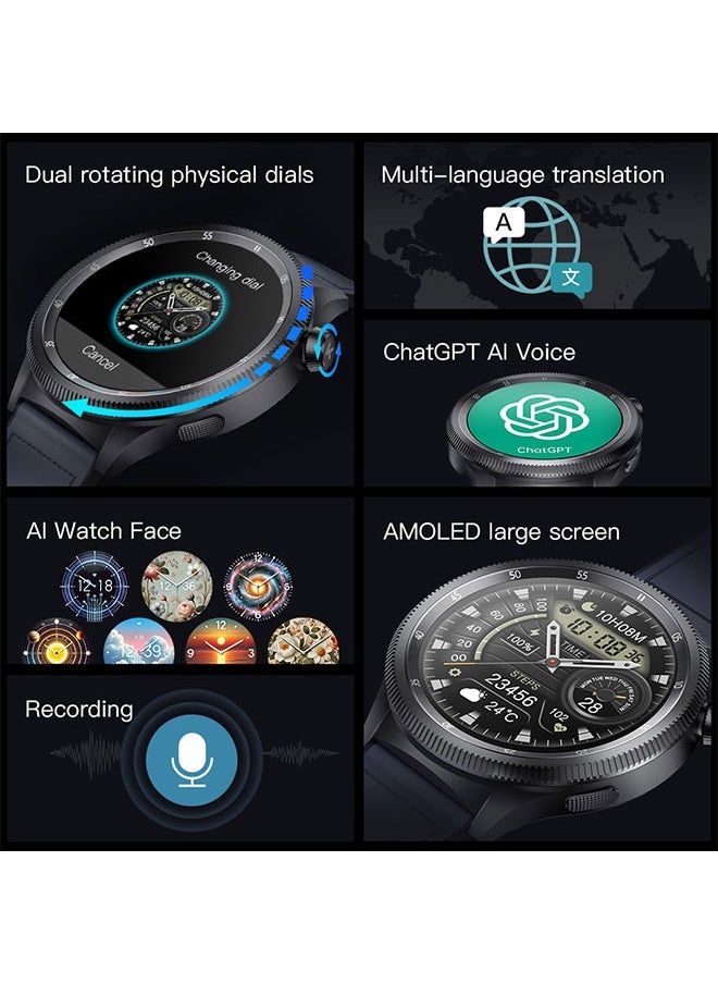 KUMI Gear GT3 Smart Sports Watch AMOLED Display 100 Motion Detection Assisted Sleep Detection Exercise Track Recording Waterproof AI Voice Bracelet NFC Support Sliver