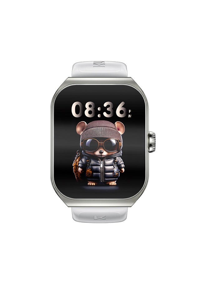KUMI KU7 Smart Sports Watch AMOLED Display 100 Motion Detection Motion Track Recording Heart Rate Detection IP68 Waterproof AI Voice Bracelet Silver
