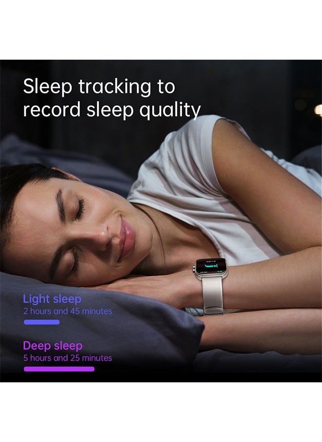 KUMI KU7 Smart Sports Watch AMOLED Display 100 Motion Detection Motion Track Recording Heart Rate Detection IP68 Waterproof AI Voice Bracelet Silver