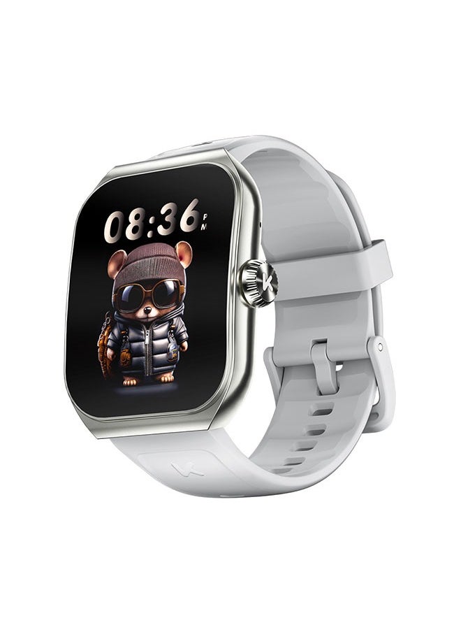 KUMI KU7 Smart Sports Watch AMOLED Display 100 Motion Detection Motion Track Recording Heart Rate Detection IP68 Waterproof AI Voice Bracelet Silver
