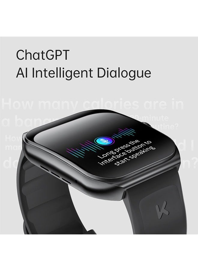 KUMI KU7 Smart Sports Watch AMOLED Display 100 Motion Detection Motion Track Recording Heart Rate Detection IP68 Waterproof AI Voice Bracelet Silver