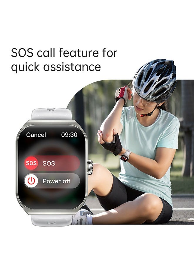 KUMI KU7 Smart Sports Watch AMOLED Display 100 Motion Detection Motion Track Recording Heart Rate Detection IP68 Waterproof AI Voice Bracelet Silver