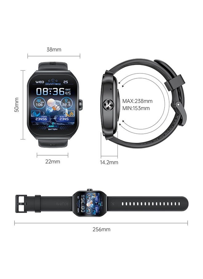 KUMI KU7 Smart Sports Watch AMOLED Display 100 Motion Detection Motion Track Recording Heart Rate Detection IP68 Waterproof AI Voice Bracelet Silver