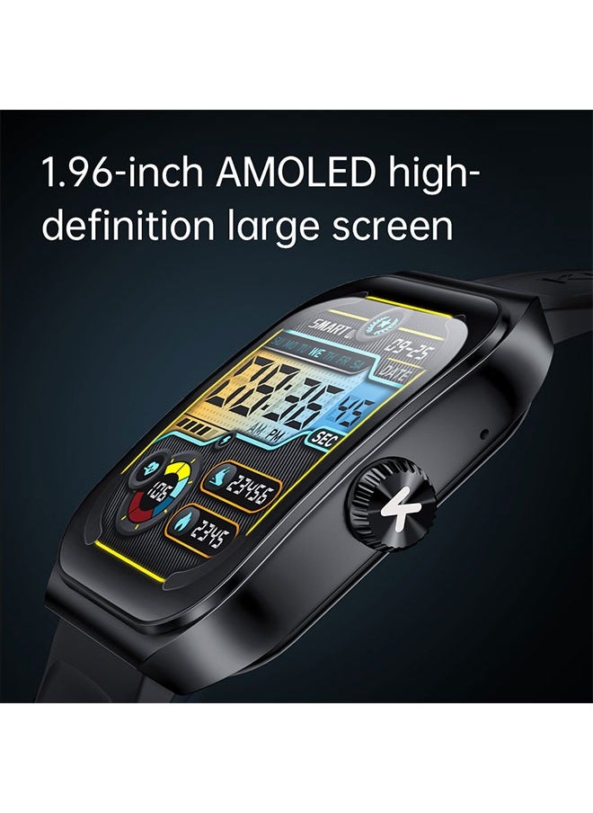 KUMI KU7 Smart Sports Watch AMOLED Display 100 Motion Detection Motion Track Recording Heart Rate Detection IP68 Waterproof AI Voice Bracelet Silver