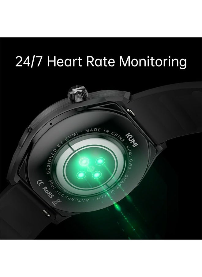 KUMI GW6 Sports Smartwatch AMOLED Display Yoga Exercise 100 Sports Detection Maps Navigation Smart Bracelet Blue